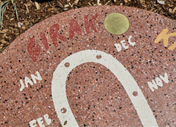 Close up of terrazzo sundail